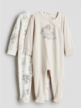 NWTG!H&M 2-pack Winnie the Pooh sleepsuits cotton  with full feet. 12-18 month